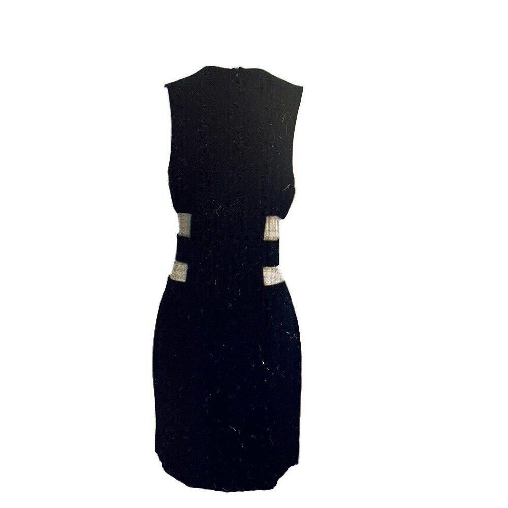 Nomia Dress Size 2 Black Silk Cutout with Mesh Tan Panels Short Sheath - Picture 2 of 12